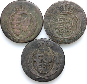 Duchy of Warsaw, set of 3 penny coins from 1811-1812, (3 pieces)