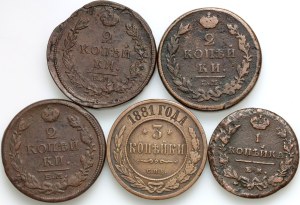 Russia, set of coins from 1812-1881, (5 pieces)