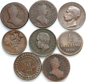 World, set of copper coins from 1763-1917, (8 pieces)