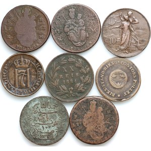 World, set of copper coins from 1763-1917, (8 pieces)