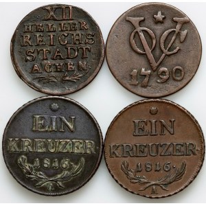 Europe, set of coins from 1790-1816, (4 pieces)