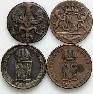 Europe, set of coins from 1790-1816, (4 pieces)