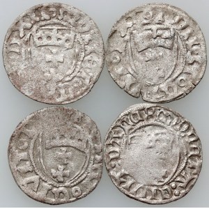 Kazimierz IV Jagiellończyk 1447-1492, zestaw szelągów, Gdańsk, (4 sztuki)