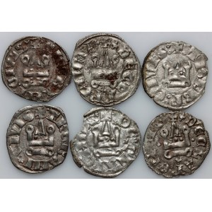 Krzyżowcy, Księstwo Achai, Guillaume II de Villehardouin 1246-1278, zestaw denarów, (6 sztuk)