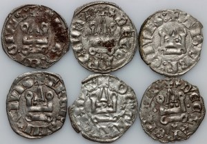Crusaders, Duchy of Achaia, Guillaume II de Villehardouin 1246-1278, denarius set, (6 pieces)
