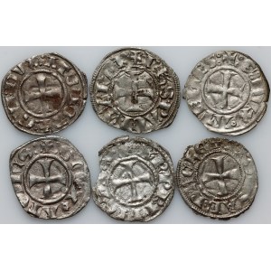 Krzyżowcy, Księstwo Achai, Guillaume II de Villehardouin 1246-1278, zestaw denarów, (6 sztuk)
