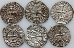 Crusaders, Duchy of Achaia, Guillaume II de Villehardouin 1246-1278, denarius set, (6 pieces)