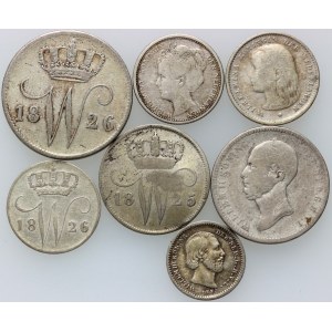 Netherlands, set of coins from 1825-1906, (7 pieces)
