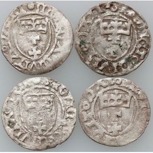 Kazimierz IV Jagiellończyk 1447-1492, zestaw szelągów, Gdańsk, (4 sztuki)