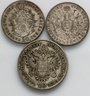 Austria, set of coins from 1834-1858, (3 pieces)