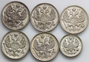 Russia, Nicholas II, set of coins from 1912-1915, (6 pieces)
