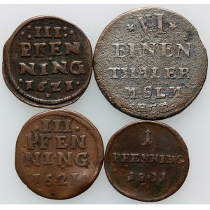 Germany, set of coins from 1621-1801, (4 pieces)