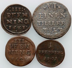 Germany, set of coins from 1621-1801, (4 pieces)