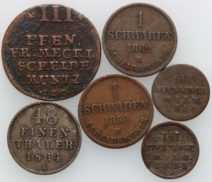 Germany, set of coins from 1753-1864, (6 pieces)