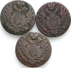 Congress Kingdom, Alexander I, set of domestic copper penny coins from 1824-1825, (3 pieces)