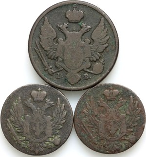 Congress Kingdom, Alexander I / Nicholas I, coin set from 1823-1827, (3 pieces)