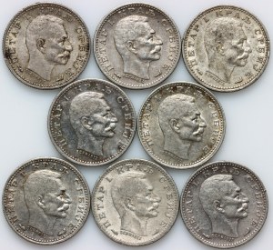 Serbia, Peter I, set of 50 Para coins from 1904-1915, (8 pieces)