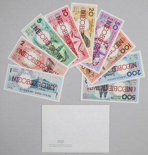 III RP, POLISH CITIES - complete set from 1 to 500 gold 1990 in NBP envelope, (9 pieces)