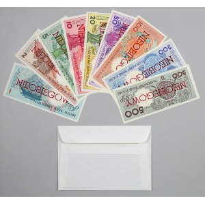 III RP, MIASTA POLSKIE - kompletny zestaw od 1 do 500 złotych 1990 w kopercie NBP, (9 sztuk)