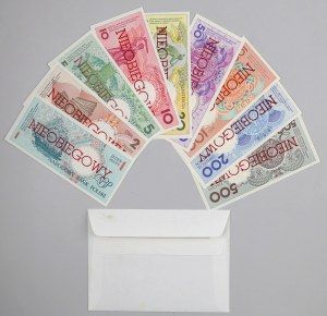 III RP, POLISH CITIES - complete set from 1 to 500 gold 1990 in NBP envelope, (9 pieces)