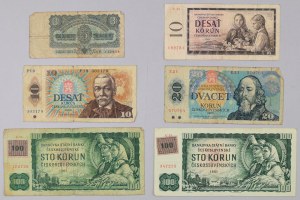 Czechoslovakia, lot of banknotes, (6 pieces)