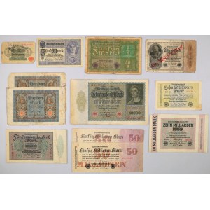 Niemcy, przekrojowy zestaw banknotów 1914-1923, (12 sztuk)