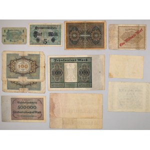 Niemcy, przekrojowy zestaw banknotów 1914-1923, (12 sztuk)