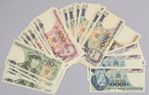 People's Republic of Poland, set of 50-1000 zloty banknotes (32 pieces)