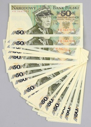 PRL, 50 złotych 1.12.1988, seria KD, (48 sztuk)