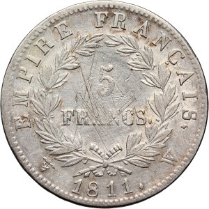 France, Napoleon I, 5 Francs 1811 W, Lille