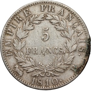 France, Napoleon I, 5 Francs 1810 B, Rouen
