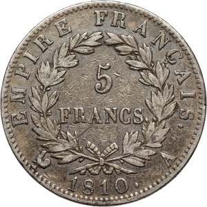 France, Napoleon I, 5 Francs 1810 A, Paris