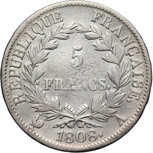 France, Napoleon I, 5 Francs 1808 A, Paris