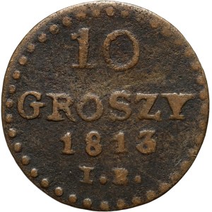 Księstwo Warszawskie, Fryderyk August I, 10 groszy 1813 IB, Warszawa, fałszerstwo z epoki