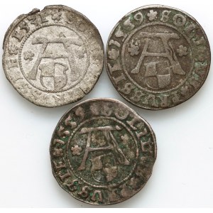 Prusy Książęce, Albrecht Hohenzollern, zestaw szelągów z lat 1531-1559, Królewiec, (3 sztuki)