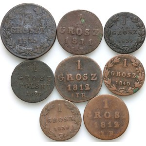 Polska, XIX wiek, zestaw monet z lat 1811-1840, (8 sztuk)