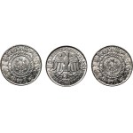 PRL, zestaw monet 100 złotych 1966, Mieszko i Dąbrówka, próby oraz obiegowa, srebro, (6 sztuk)