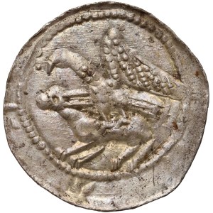 Władysław II Wygnaniec 1138-1146, denar, orzeł i zając, kropka przy dziobie orła