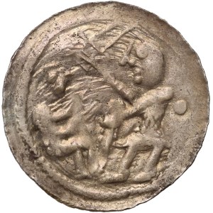 Władysław II Wygnaniec 1138-1146, denar, orzeł i zając, kropka za rycerzem