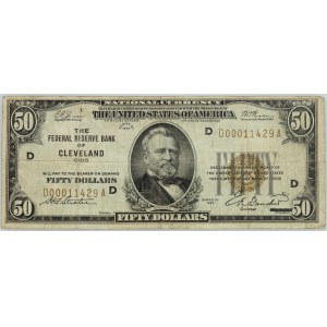 United States of America, The Federal Reserve Bank of Cleveland, 50 dollars 1929