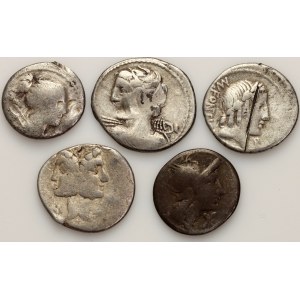 Roman Republic, set of denarii 2nd-1st centuries BC (5 pieces)