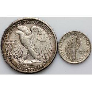 United States of America, coin set 1917-1944, (2 pieces)