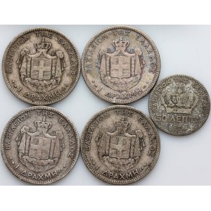 Greece, set of coins from 1873-1874, (5 pieces)