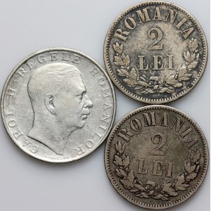 Romania, set of coins from 1875-1939, (3 pieces)
