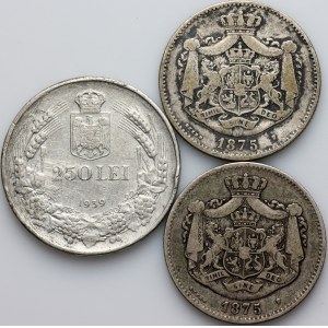 Romania, set of coins from 1875-1939, (3 pieces)