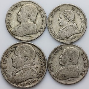 Vatican, Pius IX, set of coins from 1865-1867, (4 pieces)