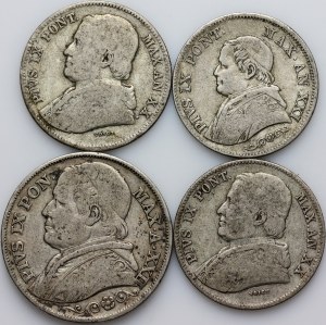 Vatican, Pius IX, set of coins from 1865-1867, (4 pieces)