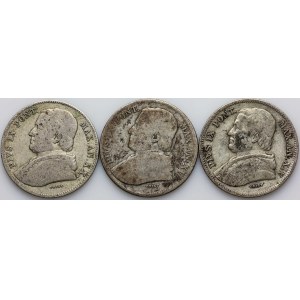 Vatican, Pius IX, set of 20 Baiocchi coins from 1860-1865, (3 pieces)