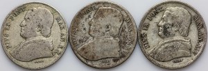 Vatican, Pius IX, set of 20 Baiocchi coins from 1860-1865, (3 pieces)