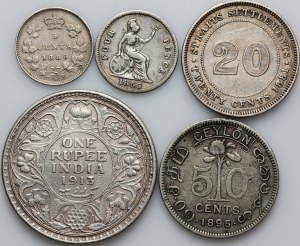 British Commonwealth of Nations, coin set from 1855-1913, (5 pieces)